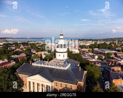 La Maryland State House nel centro di Annapolis, Maryland Foto Stock