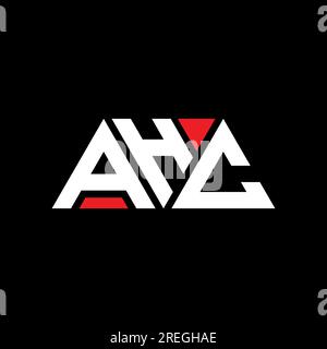 Logo AHC a lettere triangolari con forma triangolare. Monogramma di design con logo triangolare AHC. Modello di logo vettoriale triangolare AHC di colore rosso. AHC triangul Illustrazione Vettoriale