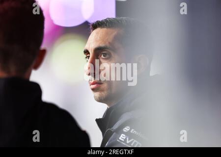 Londra, Royaume University. 28 luglio 2023. 16 BUEMI Sébastien (swi), Envision Racing, Spark-Jaguar, Jaguar i - tempo 6, ritratto durante l'ePrix di Londra Hankook 2023, dodicesimo incontro del Campionato Mondiale di Formula e ABB FIA 2022-23, sull'Excel di Londra dal 29 al 30 luglio 2023 a Londra, Regno Unito - foto André Ferreira/DPPI credito: DPPI Media/Alamy Live News Foto Stock