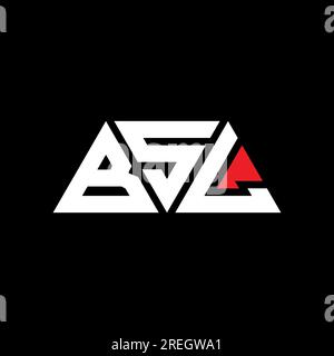Logo BSL triangolare a lettera con forma triangolare. Monogramma di design con logo triangolare BSL. Modello con logo vettoriale a triangolo BSL di colore rosso. BSL triangul Illustrazione Vettoriale