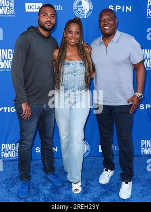 Los Angeles, Stati Uniti. 27 luglio 2023. ELYSIAN PARK, LOS ANGELES, CALIFORNIA, USA - LUGLIO 27: RJ Peete, Holly Robinson Peete e Rodney Peete arrivano al Kershaw's Challenge 10th Annual Ping Pong 4 Purpose 2023 Charity Event Celebrity Tournament tenutosi al Dodger Stadium il 27 luglio 2023 all'Elysian Park, Los Angeles, California, Stati Uniti. (Foto di Xavier Collin/Image Press Agency) credito: Image Press Agency/Alamy Live News Foto Stock