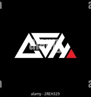 Logo CSH a lettera triangolare con forma a triangolo. Monogramma di design del logo del triangolo CSH. Modello di logo vettoriale a triangolo CSH di colore rosso. CSH triangul Illustrazione Vettoriale