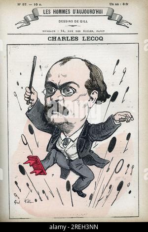 Portrait de Alexandre Charles Lecocq (1832-1918), compositeur francais. La caricatura de Gill, Parigi. Foto Stock