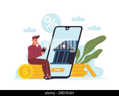 Servizi bancari online, applicazione alla trascrizione finanziaria Illustrazione Vettoriale