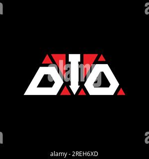 Logo a lettere triangolari DIO con forma triangolare. Monogramma del logo del triangolo DIO. Modello di logo vettoriale triangolare DIO DI colore rosso. DIO triangul Illustrazione Vettoriale