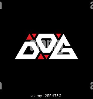 Logo a forma di lettera con triangolo PER CANI. Monogramma con logo DOG Triangle. Modello con logo vettoriale A triangolo CANE DI colore rosso. DOG Triangul Illustrazione Vettoriale