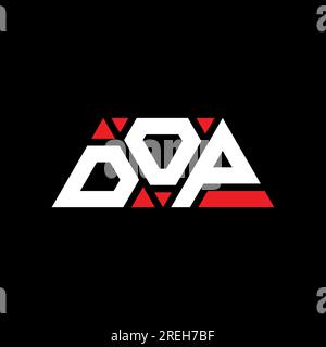 Logo a lettere triangolari DOP con forma a triangolo. Monogramma di design con logo triangolare DOP. Modello di logo vettoriale a triangolo DOP di colore rosso. DOP triangul Illustrazione Vettoriale