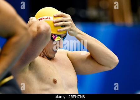 Fukuoka, Giappone. 28 luglio 2023. Cameron McEvoy, australiano, si prepara a competere nella semifinale 50m Freestyle Men durante il 20° Campionato Mondiale di Aquatics alla Marine Messe Hall A di Fukuoka (Giappone), 28 luglio 2023. Crediti: Insidefoto di andrea staccioli/Alamy Live News Foto Stock