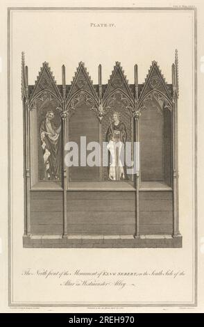 An account of some Ancient Monuments in Westminster Abbey, in Vetusta Monumenta, vol. 2: The North Front of the Monument of King Schert (placca IV) 1780 di James Basire Foto Stock