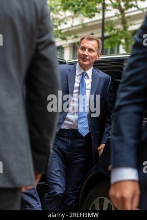 Londra, Inghilterra, Regno Unito. 28 luglio 2023. Il Cancelliere dello Scacchiere JEREMY HUNT arriva a Infected Blood Inquiry prima di dare prove. (Immagine di credito: © Tayfun salci/ZUMA Press Wire) SOLO USO EDITORIALE! Non per USO commerciale! Foto Stock