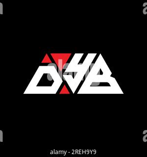 Logo DYB a lettere triangolari con forma triangolare. Monogramma di design con logo triangolare DYB. Modello di logo vettoriale triangolare DYB di colore rosso. DYB triangul Illustrazione Vettoriale