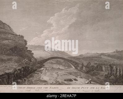 Il grande ponte sul Taaffe, nel Galles meridionale 1775 di Pierre-Charles Canot Foto Stock