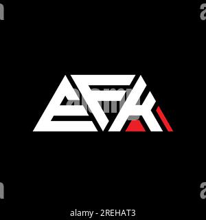Logo a lettere triangolari EFK con forma triangolare. Monogramma di design con logo triangolare EFK. Modello logo vettoriale triangolare EFK di colore rosso. EFK triangul Illustrazione Vettoriale