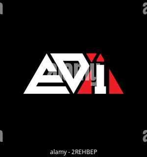 Logo EDI triangolare a lettere con forma triangolare. Monogramma di design con logo triangolare EDI. Modello logo vettoriale triangolare EDI di colore rosso. EDI triangul Illustrazione Vettoriale