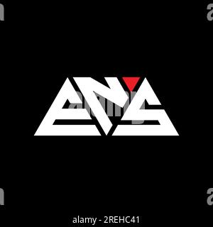 Logo ENS triangolare a lettere con forma triangolare. Monogramma del logo ENS Triangle. Modello logo vettoriale a triangolo ENS di colore rosso. ENS triangul Illustrazione Vettoriale