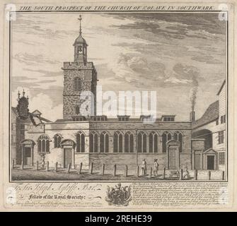 La prospettiva meridionale della Chiesa di San Olave in Southwark 1736 di William Henry Toms Foto Stock