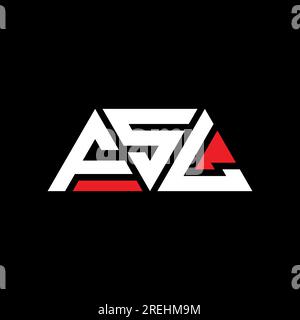 Logo FSL triangolare a lettera con forma triangolare. Monogramma di design con logo triangolare FSL. Modello con logo vettoriale a triangolo FSL di colore rosso. FSL triangul Illustrazione Vettoriale