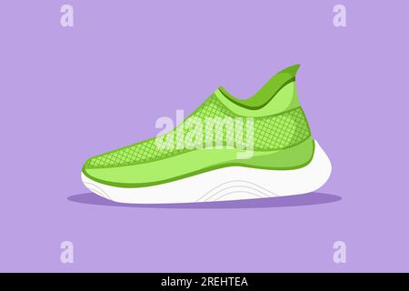 Scarpe da running colorate da disegno in stile piatto Cartoon. Simbolo delle sneakers sportive brillanti. Scarpe da fitness per l'allenamento. Logo scarpe sportive. Alla moda, casual Foto Stock