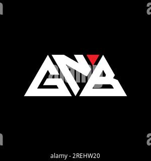 Logo GNB a lettere triangolari con forma triangolare. Monogramma del logo del triangolo GNB. Modello di logo vettoriale a triangolo GNB di colore rosso. GNB triangul Illustrazione Vettoriale