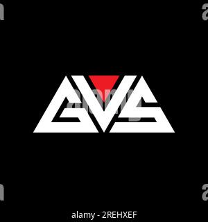 Logo GVS triangolare a lettera con forma triangolare. Monogramma di design con logo triangolare GVS. Modello di logo vettoriale a triangolo GVS di colore rosso. GVS triangul Illustrazione Vettoriale