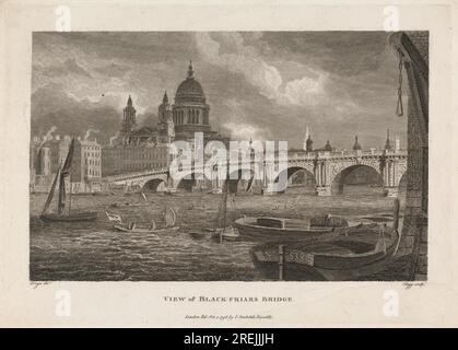 Vista del ponte Blackfriars 1796 di Thomas Tagg Foto Stock