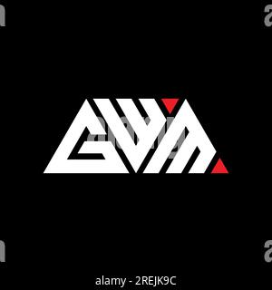 Design con logo a lettera triangolare GWM con forma a triangolo. Monogramma di design con logo triangolare GWM. Modello con logo vettoriale triangolare GWM di colore rosso. GWM triangul Illustrazione Vettoriale