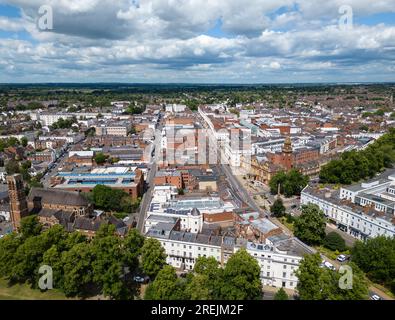 Vista aerea della Royal Leamington Spa, Warwickshire, Inghilterra Foto Stock