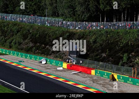 Spa Francorchamps, Belgio. 28 luglio 2023. Branding Rolex danneggiato durante la qualificazione. Campionato del mondo di Formula 1, Rd 13, Gran Premio del Belgio, venerdì 28 luglio 2023. Spa-Francorchamps, Belgio. Crediti: James Moy/Alamy Live News Foto Stock