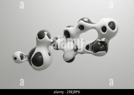 Rendering 3d astratto, motion design, deformazione di transizione della sfera di metasphere a bolle liquide, animazione di sfondo presentazione aziendale. Foto Stock