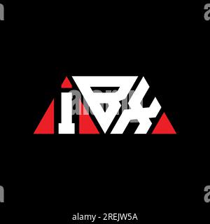 Logo IBX a lettera triangolare con forma triangolare. Monogramma di design con logo triangolare IBX. Modello di logo vettoriale a triangolo IBX di colore rosso. IBX triangul Illustrazione Vettoriale
