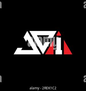 Logo JCI triangolare a lettera con forma triangolare. Monogramma di design con logo a triangolo JCI. Modello di logo vettoriale a triangolo JCI di colore rosso. JCI triangul Illustrazione Vettoriale