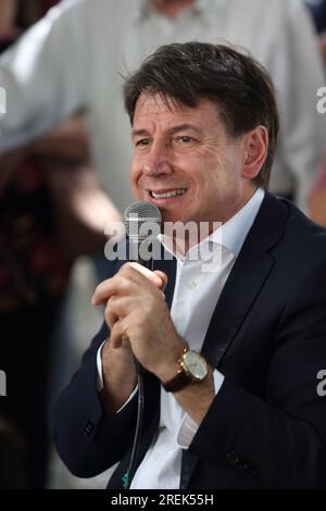 Giuseppe Conte a Venafro per sostenere il candidato Roberto Gravina. Venafro, Italia. 21 giugno 2023 Foto Stock