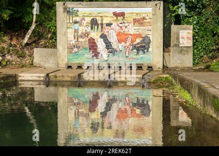Sao Francisco de Paula, Brasile - circa luglio 2023: Murale in omaggio ai Tropeiros - drovers attivi tra il XVII e il XX secolo Foto Stock