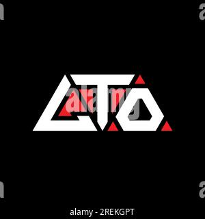 Logo LTO triangolare a lettere con forma triangolare. Monogramma di design con logo triangolare LTO. Modello con logo vettoriale a triangolo LTO di colore rosso. LTO triangul Illustrazione Vettoriale