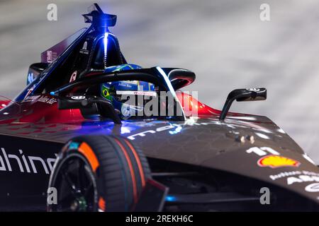 Londra, Royaume University. 28 luglio 2023. 11 DI GRASSI Lucas (bra), Mahindra Racing, Spark-Mahindra, Mahindra M9-Electro, azione durante l'ePrix di Londra Hankook 2023, dodicesimo incontro del Campionato Mondiale ABB FIA di Formula e 2022-23, sull'Excel London dal 29 al 30 luglio 2023 a Londra, Regno Unito - foto André Ferreira/DPPI Credit: DPPI Media/Alamy Live News Foto Stock