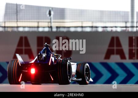 Branding ABB durante l'ePrix di Londra Hankook 2023, dodicesimo incontro del Campionato Mondiale di Formula e ABB FIA 2022-23, sull'Excel London dal 29 al 30 luglio 2023 a Londra, Regno Unito Foto Stock