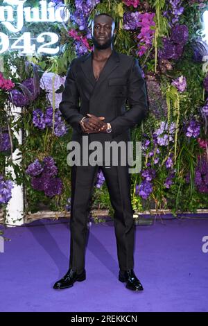 Londra, Regno Unito. 28 luglio 2023. Stormzy arriva al Mike Gala, 30° compleanno di Stormzy con Biltmore Mayfair, LXR Hotels & Resorts e Don Julio 1942, Londra. Credito: Doug Peters/EMPICS/Alamy Live News Foto Stock