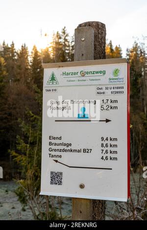 Ring of Remembrance Border Trail Museo di confine sorgono nelle montagne Harz Foto Stock