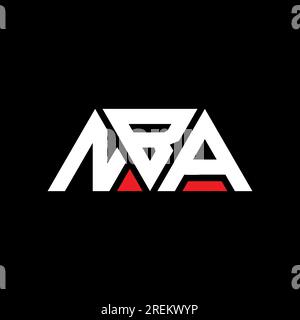 Logo NBA triangolare a lettere con forma a triangolo. Monogramma del logo del triangolo NBA. Modello con logo vettoriale a triangolo NBA di colore rosso. NBA Triangul Illustrazione Vettoriale