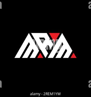 Logo MRM a lettera triangolare con forma triangolare. Monogramma di design con logo triangolare MRM. Modello di logo vettoriale triangolare MRM di colore rosso. MRM triangul Illustrazione Vettoriale