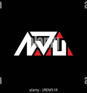 Logo a lettere triangolari NJU con forma triangolare. Monogramma di design con logo triangolare NJU. Modello di logo vettoriale triangolare NJU di colore rosso. NJU triangul Illustrazione Vettoriale