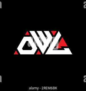 Logo a forma DI triangolo GUFO con forma a triangolo. Monogramma con logo a triangolo OWL. Modello logo vettoriale a triangolo OWL DI colore rosso. GUFO triangul Illustrazione Vettoriale