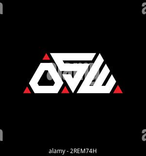 Logo OSW a lettere triangolari con forma triangolare. Monogramma di design con logo triangolare OSW. Modello di logo vettoriale triangolare OSW di colore rosso. OSW triangul Illustrazione Vettoriale