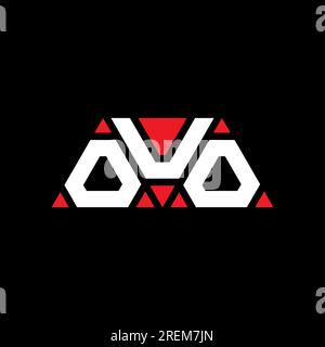Logo a lettere triangolari OUO con forma triangolare. Monogramma di design con logo triangolare OUO. Modello di logo vettoriale triangolare OUO di colore rosso. OUO triangul Illustrazione Vettoriale