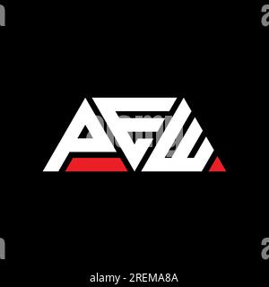 Logo a lettere triangolari PEW con forma triangolare. Monogramma di design con logo a triangolo PEW. APRIRE il modello del logo vettoriale triangolare di colore rosso. PEW triangul Illustrazione Vettoriale