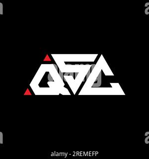 Logo QSC a lettere triangolari con forma triangolare. Monogramma di design del logo QSC a triangolo. Modello di logo vettoriale QSC triangolare di colore rosso. QSC triangul Illustrazione Vettoriale