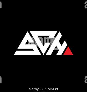 Logo SCH triangolare a lettera con forma triangolare. Monogramma del logo SCH Triangle. Modello di logo vettoriale a triangolo SCH di colore rosso. SCH triangul Illustrazione Vettoriale