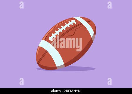 Pallina da football americano da disegno in stile piatto da cartoni animati. Sport di rugby. Simbolo dell'icona stilizzato del logo del football americano. Colore marrone con spazio negativo bianco Foto Stock