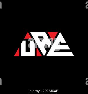 Design con logo a lettera triangolare URE con forma a triangolo. Monogramma di design con logo a triangolo URE. Modello con logo vettoriale a triangolo URE di colore rosso. URE triangul Illustrazione Vettoriale
