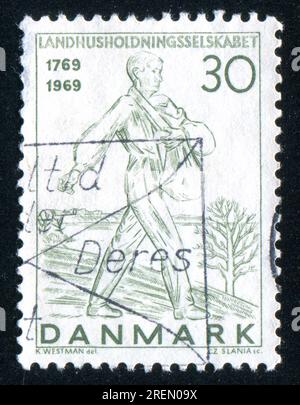 DANIMARCA - CIRCA 1969: Timbro stampato dalla Danimarca, mostra Sower, circa 1969 Foto Stock